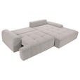 Ecksofa mit Funktion Grau Flachgewebe Zierkissen, Rückenkissen, Bettkasten, Schlaffunktion, Rücken echt, Liegefläche im Originalstoff  - Schwarz/Grau, KONVENTIONELL, Kunststoff/Textil (277/190cm) - Carryhome