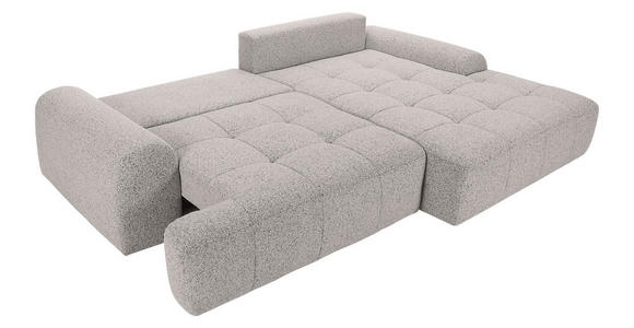 Ecksofa mit Funktion Grau Flachgewebe Zierkissen, Rückenkissen, Bettkasten, Schlaffunktion, Rücken echt, Liegefläche im Originalstoff  - Schwarz/Grau, KONVENTIONELL, Kunststoff/Textil (277/190cm) - Carryhome
