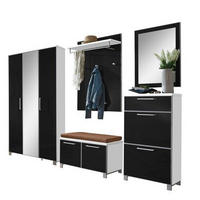 GARDEROBE 6-teilig  in 245/195/40 cm  - Taupe/Anthrazit, Design, Glas/Holzwerkstoff (245/195/40cm)