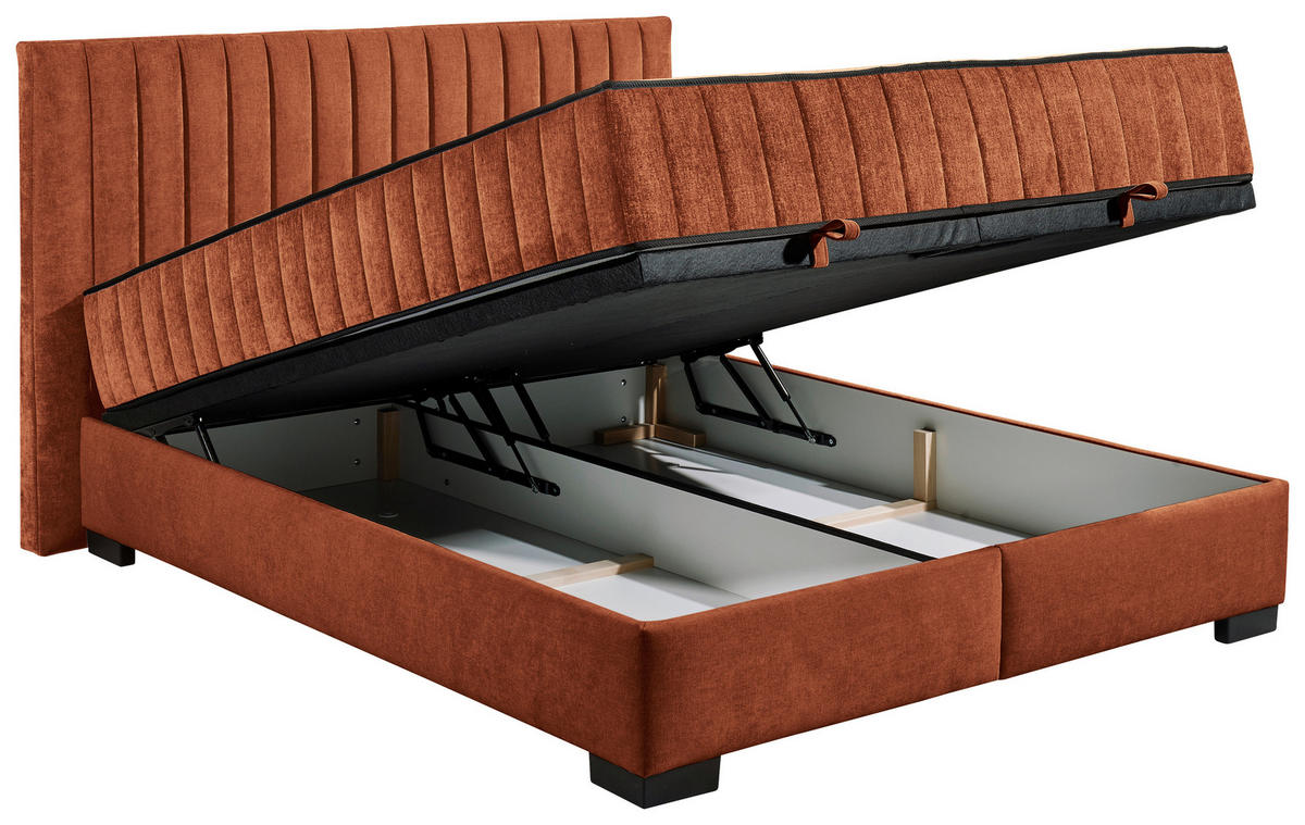 BOXBETT 160/200 cm  in Cognac  - Cognac/Schwarz, Modern, Holzwerkstoff/Kunststoff (160/200cm) - MID.YOU