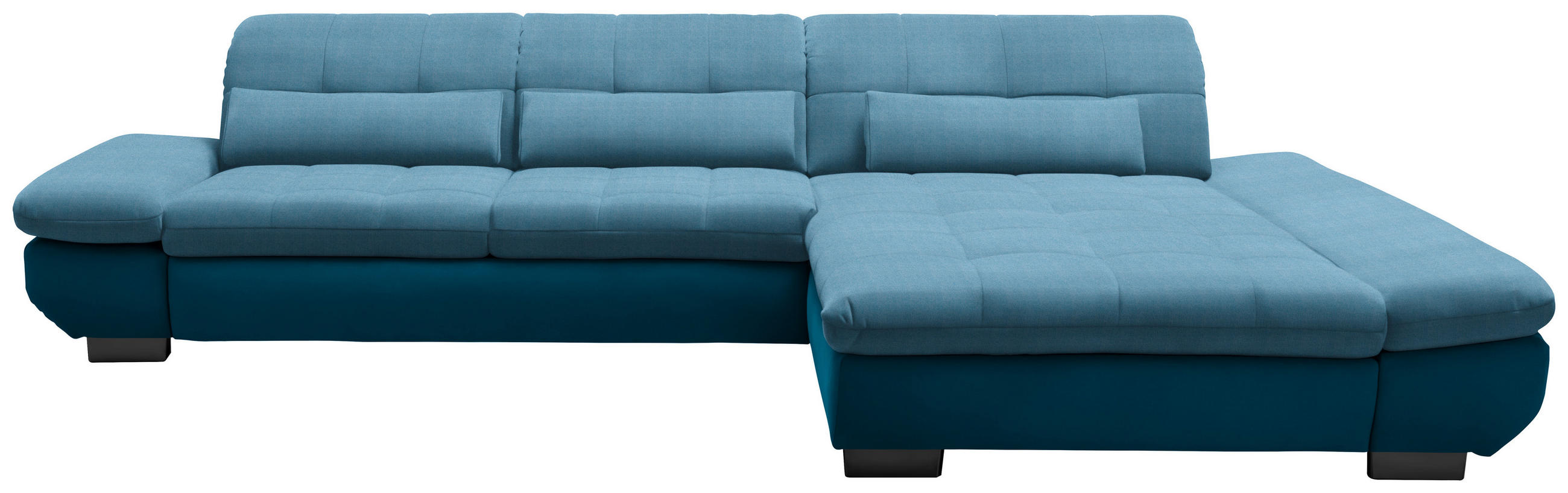 ECKSOFA in Mikrofaser Hellblau  - Schwarz/Hellblau, Design, Textil/Metall (341/204cm) - Xora