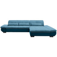 ECKSOFA in Mikrofaser Hellblau  - Schwarz/Hellblau, Design, Textil/Metall (341/204cm) - Xora