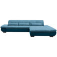 ECKSOFA in Mikrofaser Hellblau  - Schwarz/Hellblau, Design, Textil/Metall (341/204cm) - Xora