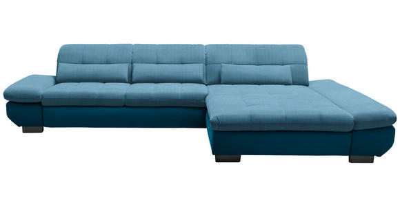 ECKSOFA in Mikrofaser Hellblau  - Schwarz/Hellblau, Design, Textil/Metall (341/204cm) - Xora