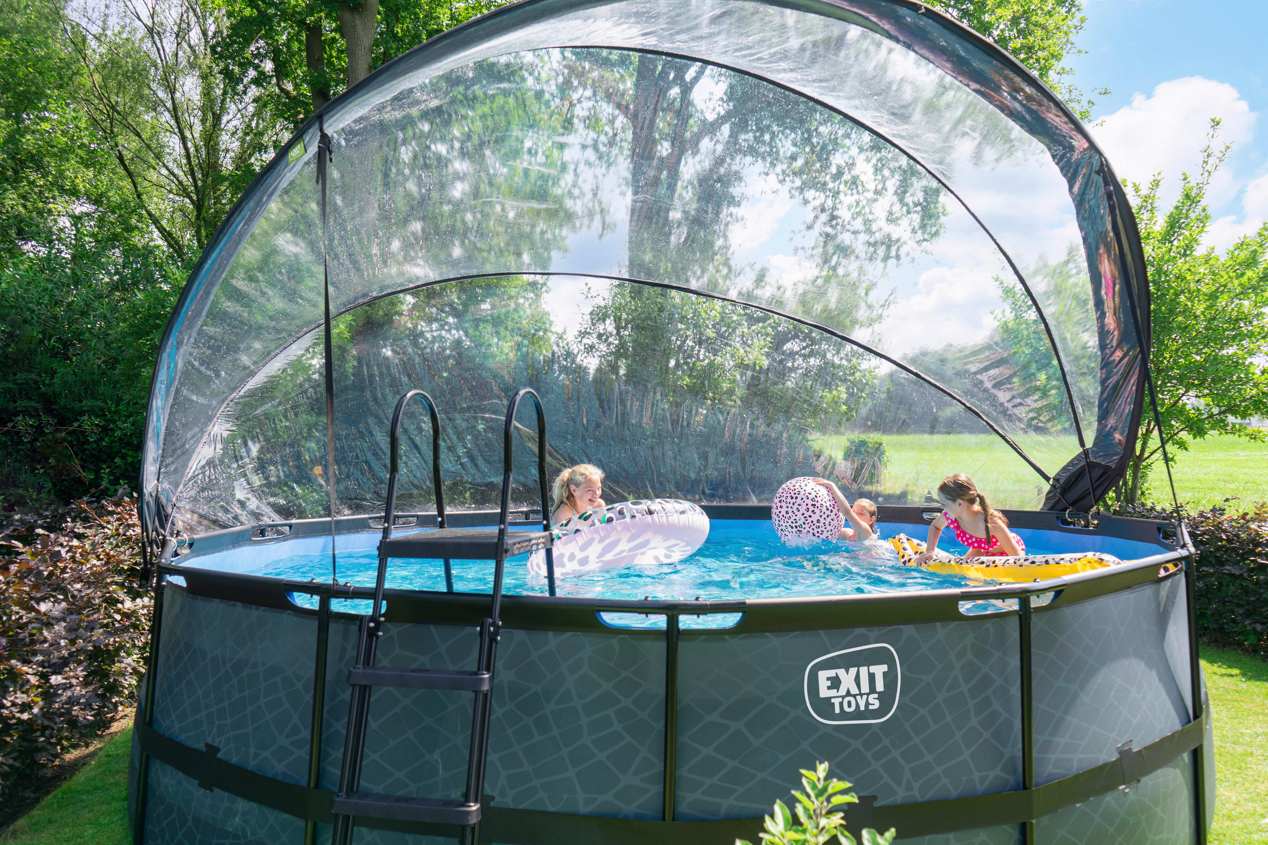 POOL 488/122 cm  - Blaugrau, Konventionell, Kunststoff/Metall (488/122cm) - EXIT Toys