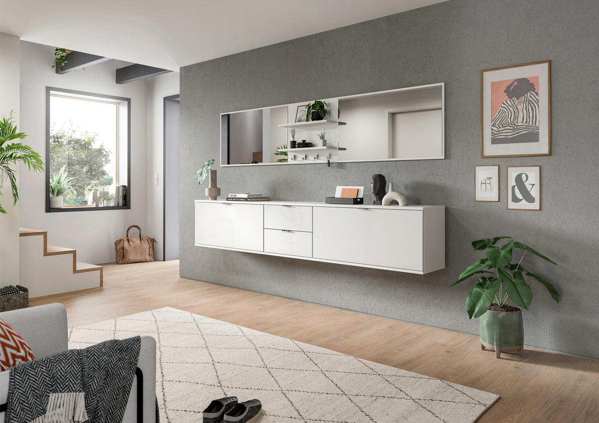 GARDEROBE 6-teilig  in 236/193/32 cm  - Weiß Hochglanz/Weiß, Design, Holzwerkstoff (236/193/32cm) - Livetastic