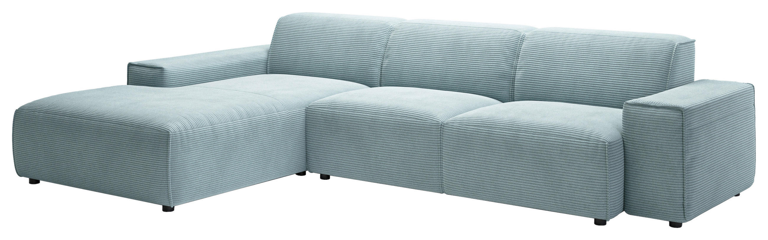 ECKSOFA in Cord Hellblau  - Schwarz/Hellblau, Design, Kunststoff/Textil (189/300cm) - Pure Home Lifestyle