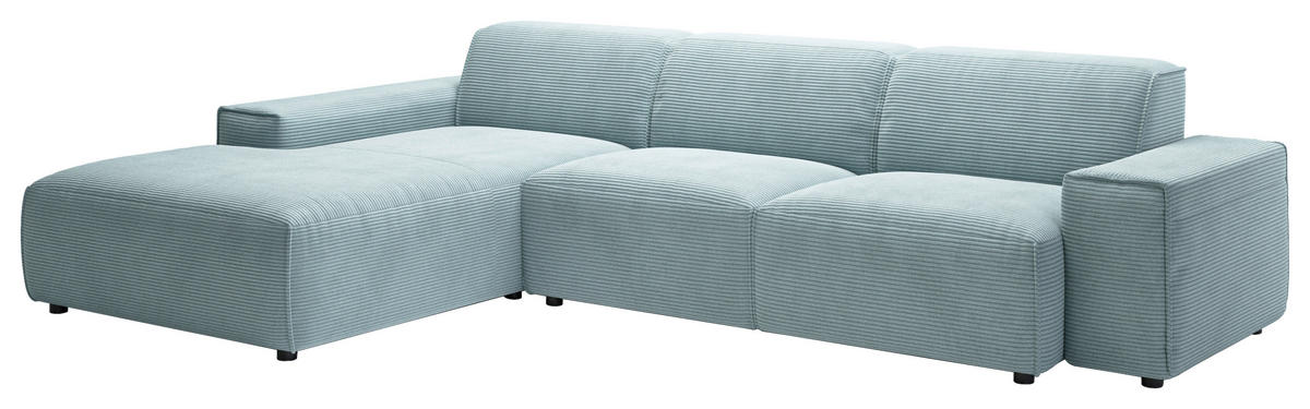 ECKSOFA in Cord Hellblau  - Schwarz/Hellblau, Design, Kunststoff/Textil (189/300cm) - Pure Home Lifestyle