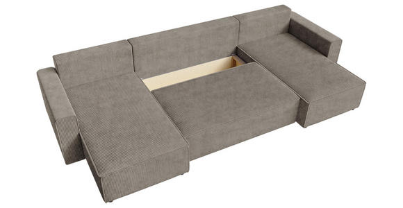 WOHNLANDSCHAFT Taupe Cord  - Taupe/Schwarz, KONVENTIONELL, Kunststoff/Textil (140/305/140cm) - Carryhome