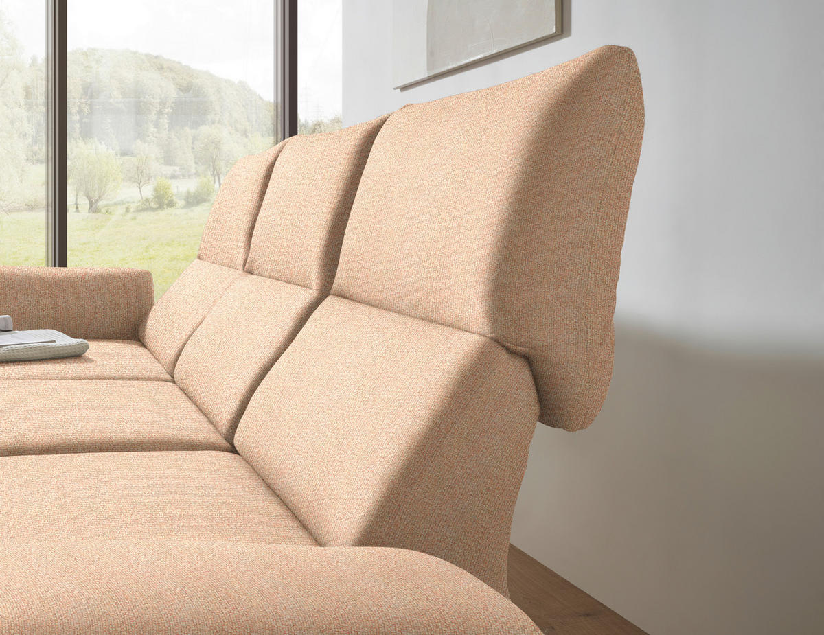 ECKSOFA  in Flachgewebe Lachsfarben  175-224/255-365 cm  - Schwarz/Lachsfarben, Design, Textil/Metall (175-224/255-365cm) - Dieter Knoll