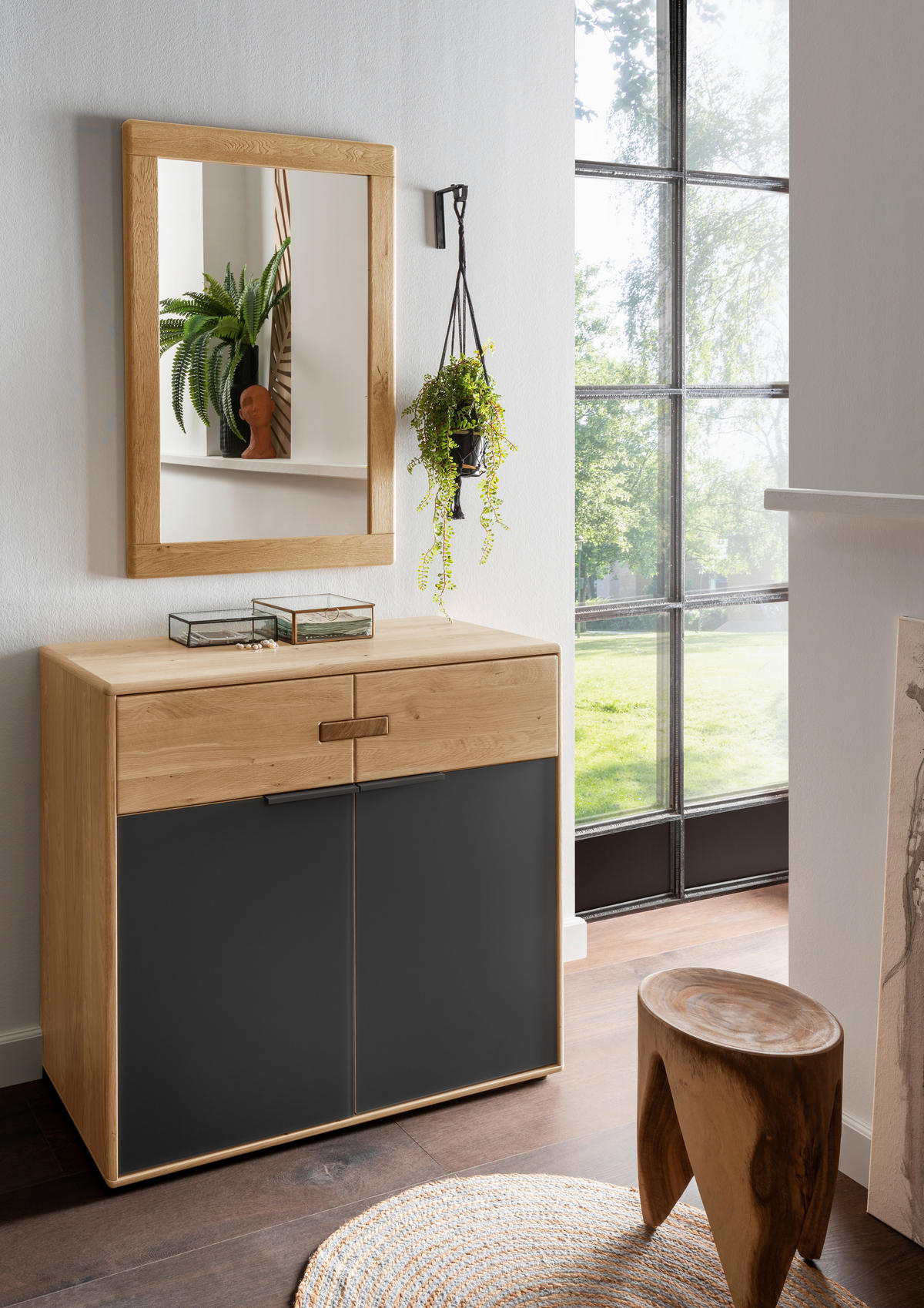 KOMMODE 100/89/44 cm  in Anthrazit, Eiche Bianco  - Eiche Bianco/Anthrazit, Natur, Holz/Holzwerkstoff (100/89/44cm) - Linea Natura