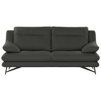 3-SITZER-SOFA in Leder Grau  - Grau, Design, Leder/Metall (215/90/109cm)