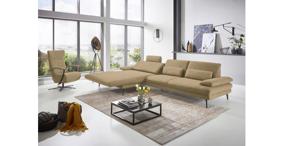 ECKSOFA in Velours Cappuccino 180/310 cm - Schwarz/Cappuccino, Design, Textil/Metall (180/310cm) - Dieter Knoll