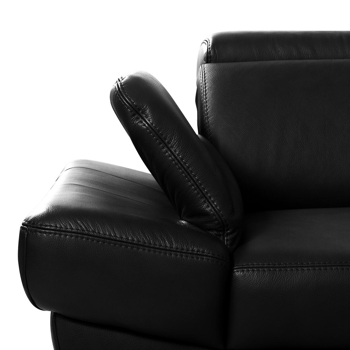 ECKSOFA Schwarz Echtleder Lederlook Bettkasten, Schlaffunktion, Rücken echt, Armteilverstellung, Kopfteilverstellung  - Schwarz, Design, Leder/Textil (264/211cm) - Livetastic