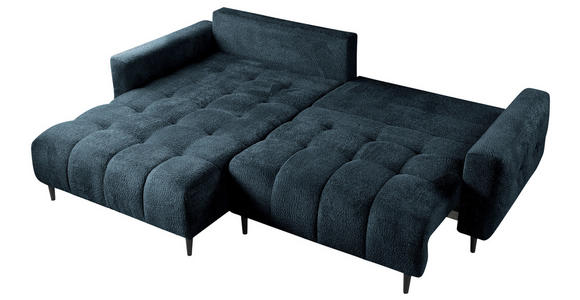 ECKSOFA Blau Chenille  - Blau/Schwarz, KONVENTIONELL, Holz/Textil (180/266cm) - Carryhome