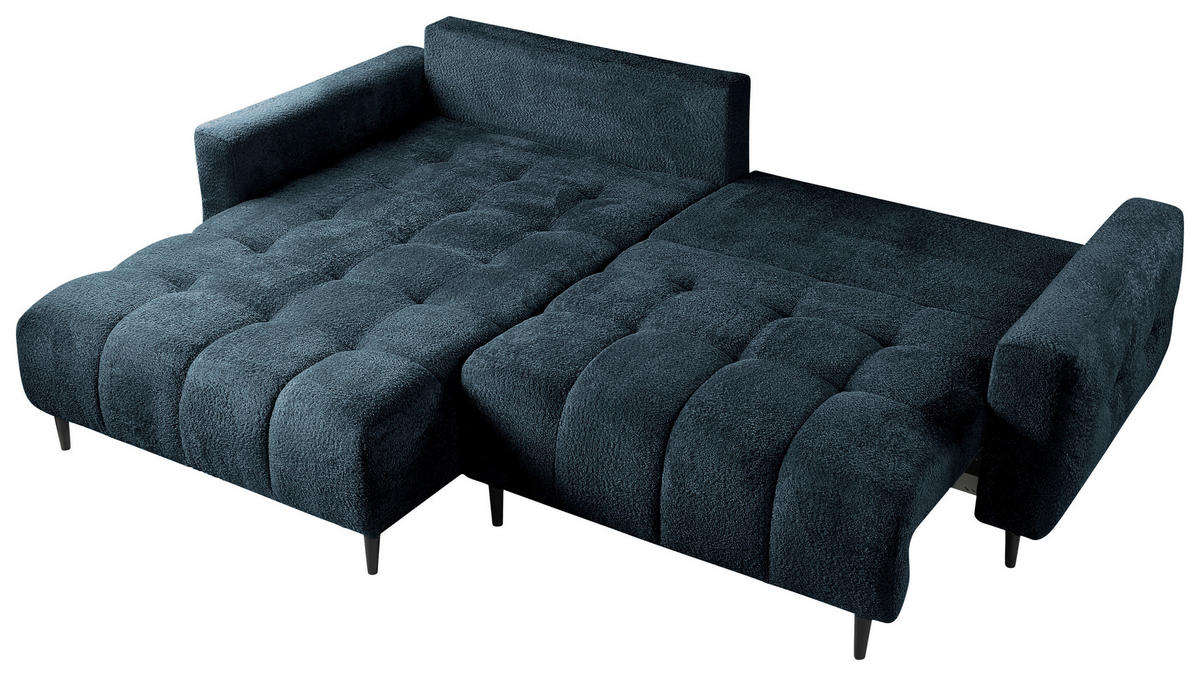 ECKSOFA Blau Chenille  - Blau/Schwarz, KONVENTIONELL, Holz/Textil (180/266cm) - Carryhome