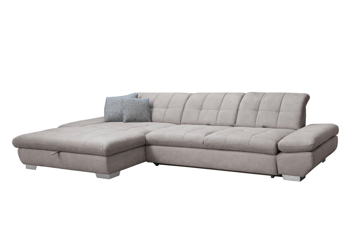 SAROKGARNITÚRA textil szürke  - krómszínű/szürke, Basics, textil/fém (198/340cm) - Xora