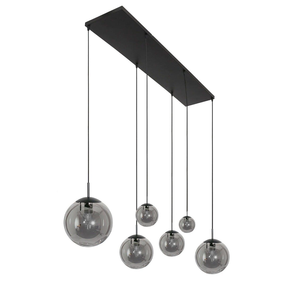 PENDELLEUCHTE 120/25/160 cm  - Schwarz, KONVENTIONELL, Glas/Metall (120/25/160cm)