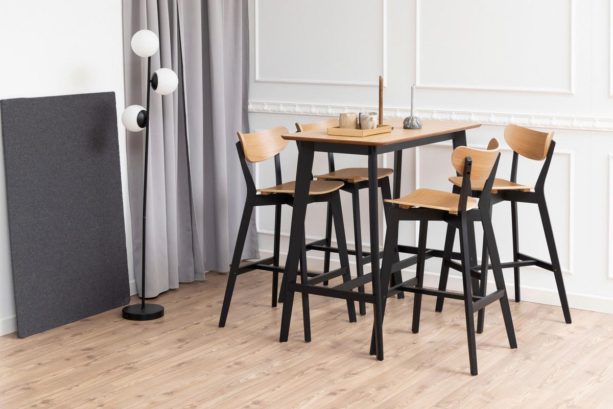 BARTISCH in Holz, Holzwerkstoff   - Eichefarben/Schwarz, Trend, Holz/Holzwerkstoff (120/105/60cm) - MID.YOU