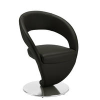 STUHL Echtleder Schwarz, Edelstahlfarben  - Edelstahlfarben/Schwarz, Design, Leder/Metall (62/86/61cm) - Moderano