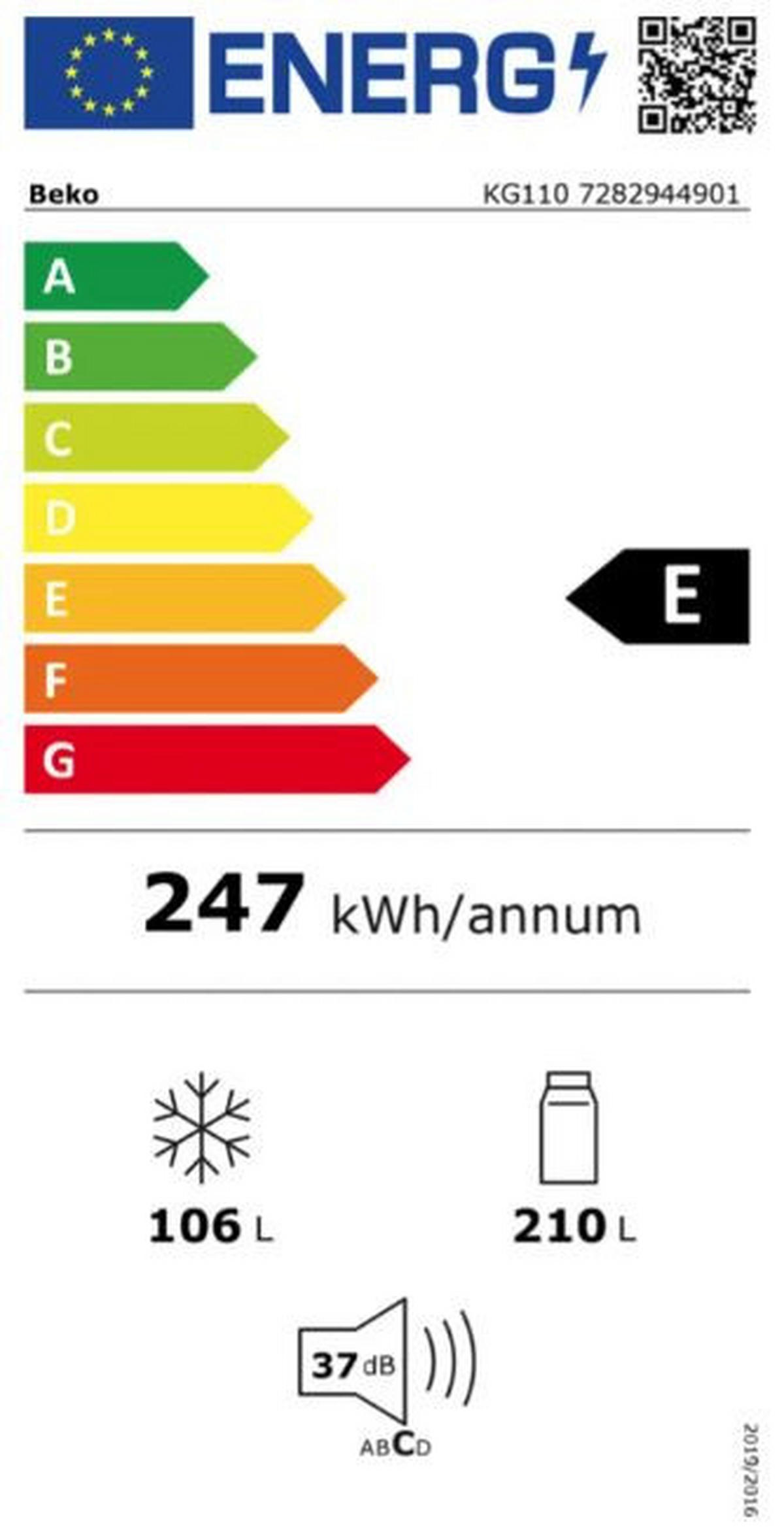 KÜHL-GEFRIER-KOMBINATION KG110  - Grau, Metall (59,5/186,5/66,3cm) - Beko