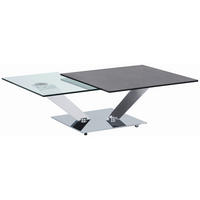 COUCHTISCH in Metall, Glas, Keramik 84-129/84-106/40 cm  - Chromfarben/Transparent, Design, Glas/Keramik (84-129/84-106/40cm)