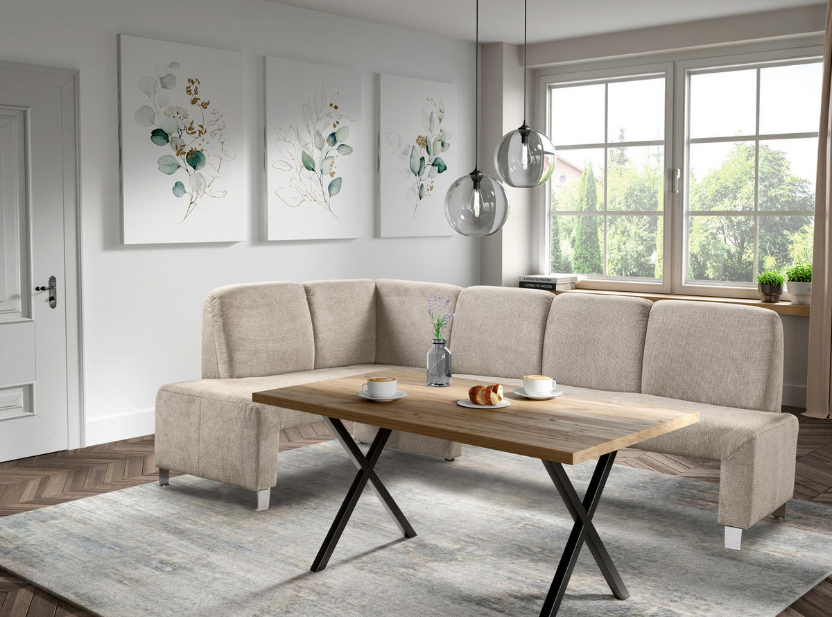 KLUPA KUTNA  taupe  drvo, tekstil, drvni materijal      - srebrne boje/taupe, Moderno, drvni materijal/drvo (243/158cm) - Livetastic