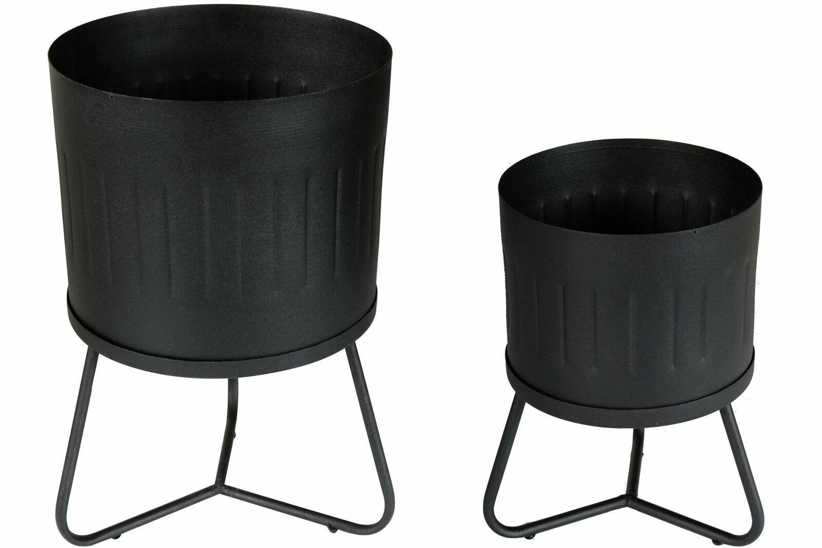 ÜBERTOPF-SET  4-teilig  - Schwarz, Basics, Kunststoff/Metall - Atrigo