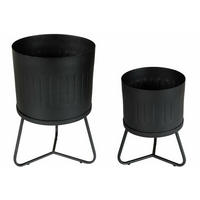 ÜBERTOPF-SET  4-teilig  - Schwarz, Basics, Kunststoff/Metall - Atrigo