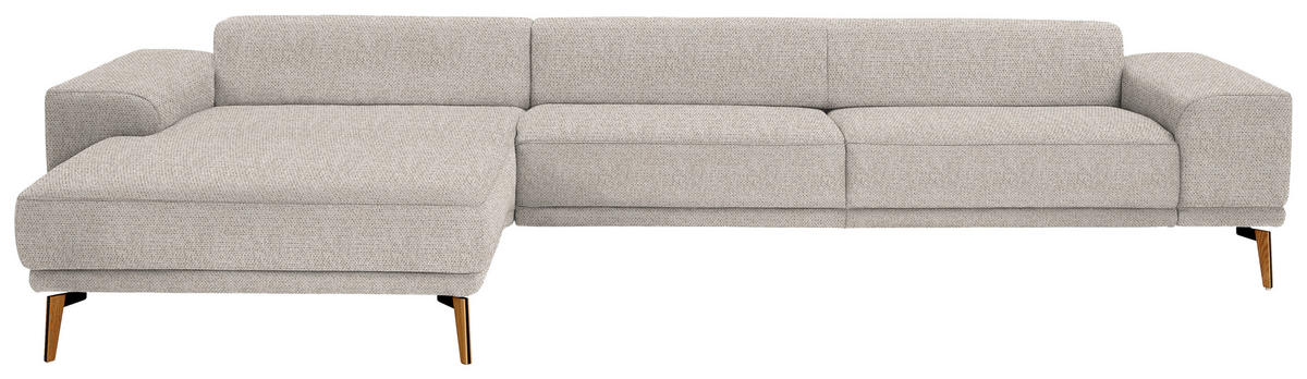 ECKSOFA in Flachgewebe Beige  - Wildeiche/Beige, Design, Holz/Textil (193/334cm) - Niels Andersson