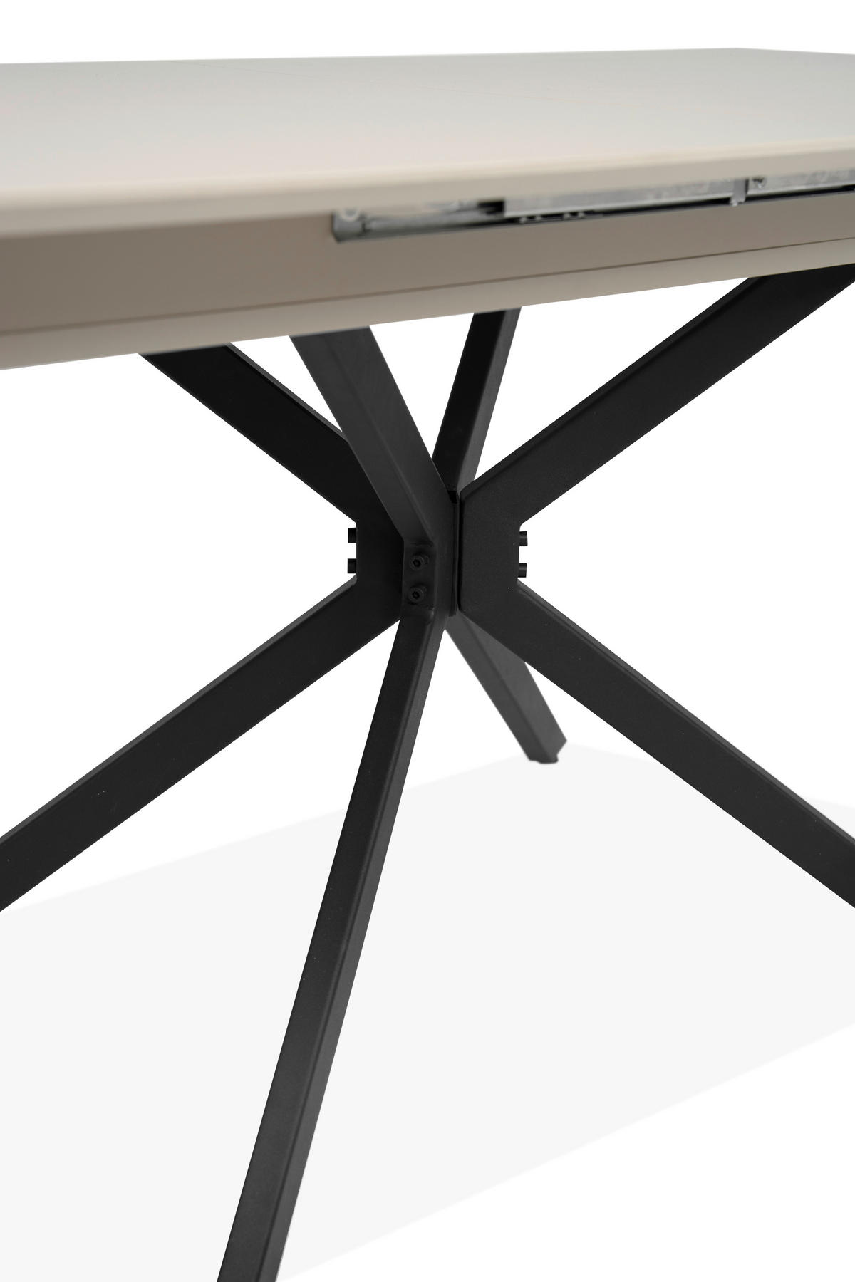 AUSZIEHTISCH 160-200/90/75 cm Nachbildung  Metall, Holzwerkstoff ausziehbar rechteckig Schwarz, Sandfarben  - Sandfarben/Schwarz, Design, Holzwerkstoff/Metall (160-200/90/75cm) - Livetastic