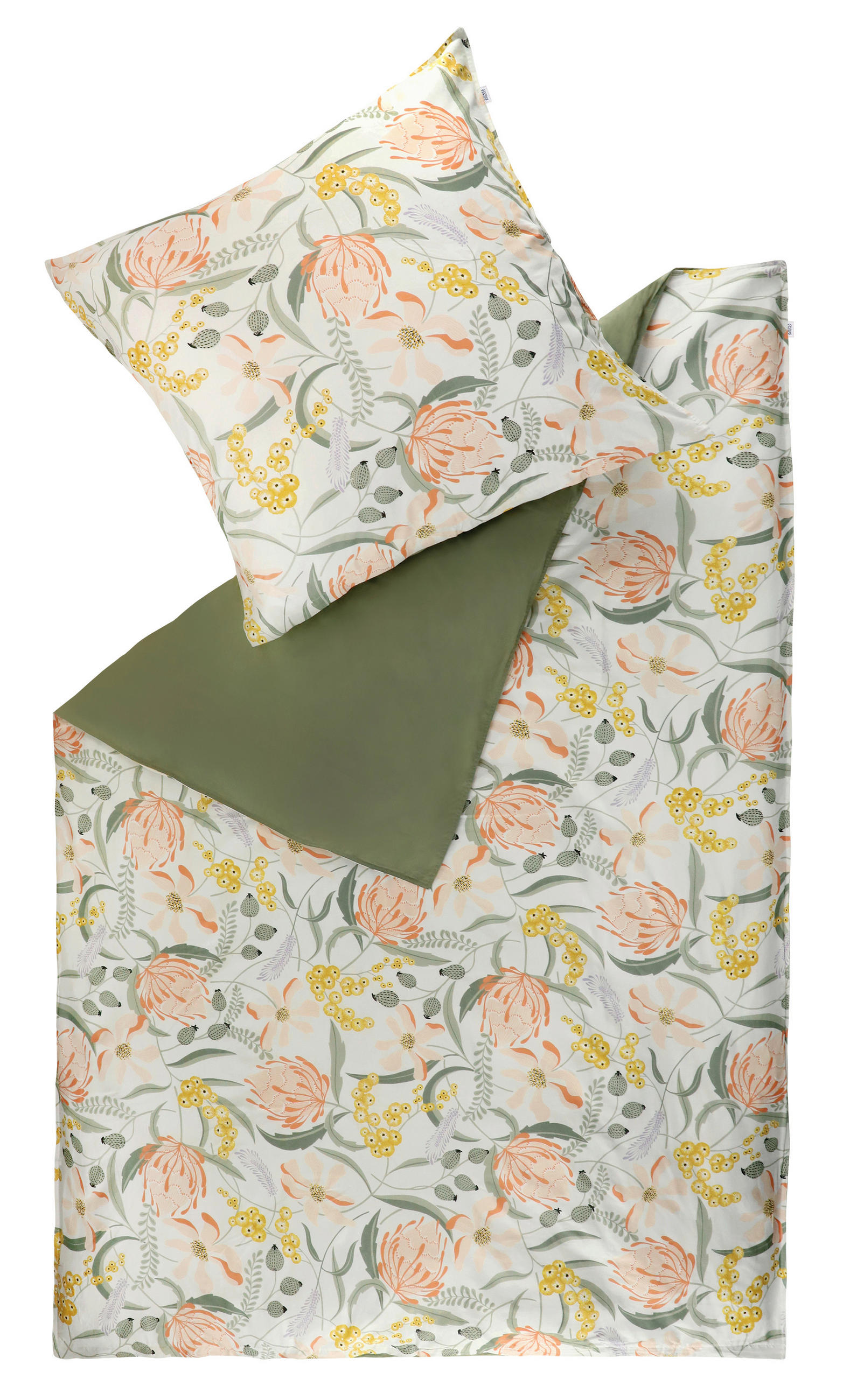 OBOUSTRANNÉ POVLEČENÍ, renforcé, krémová, žlutá, zelená, vícebarevná, světle šedá, korály, 140/200 cm - krémová/zelená, Basics, textil (140/200cm) - Schöner Wohnen