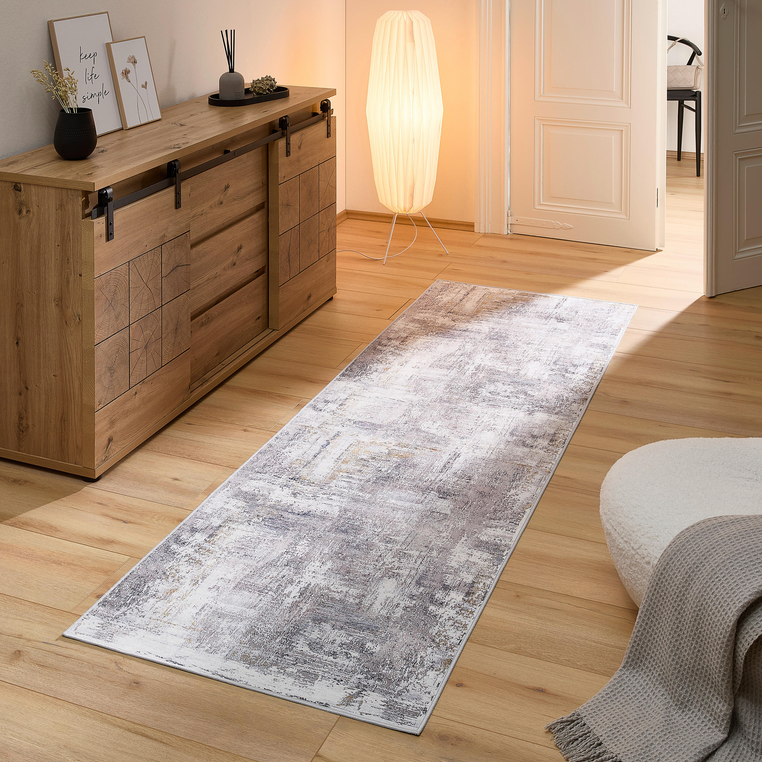LÄUFER 80/250 cm Leo Grau  - Grau, Design, Kunststoff/Textil (80/250cm) - Novel