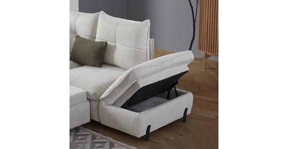 ECKSOFA in Bouclé Creme  - Creme/Schwarz, Design, Textil/Metall (250/220cm) - Xora