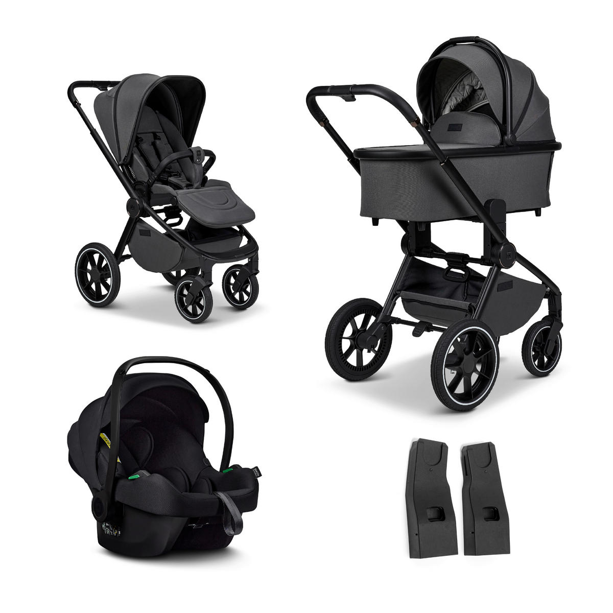 SET DJEČJIH KOLICA  Resea+ Set  - crna/antracit, Basics, tekstil (98,5/58/122cm) - Moon