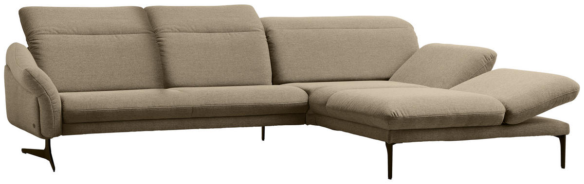 ECKSOFA in Webstoff Hellbraun  299/203 cm  - Hellbraun/Anthrazit, Design, Textil/Metall (299/203cm) - Himolla