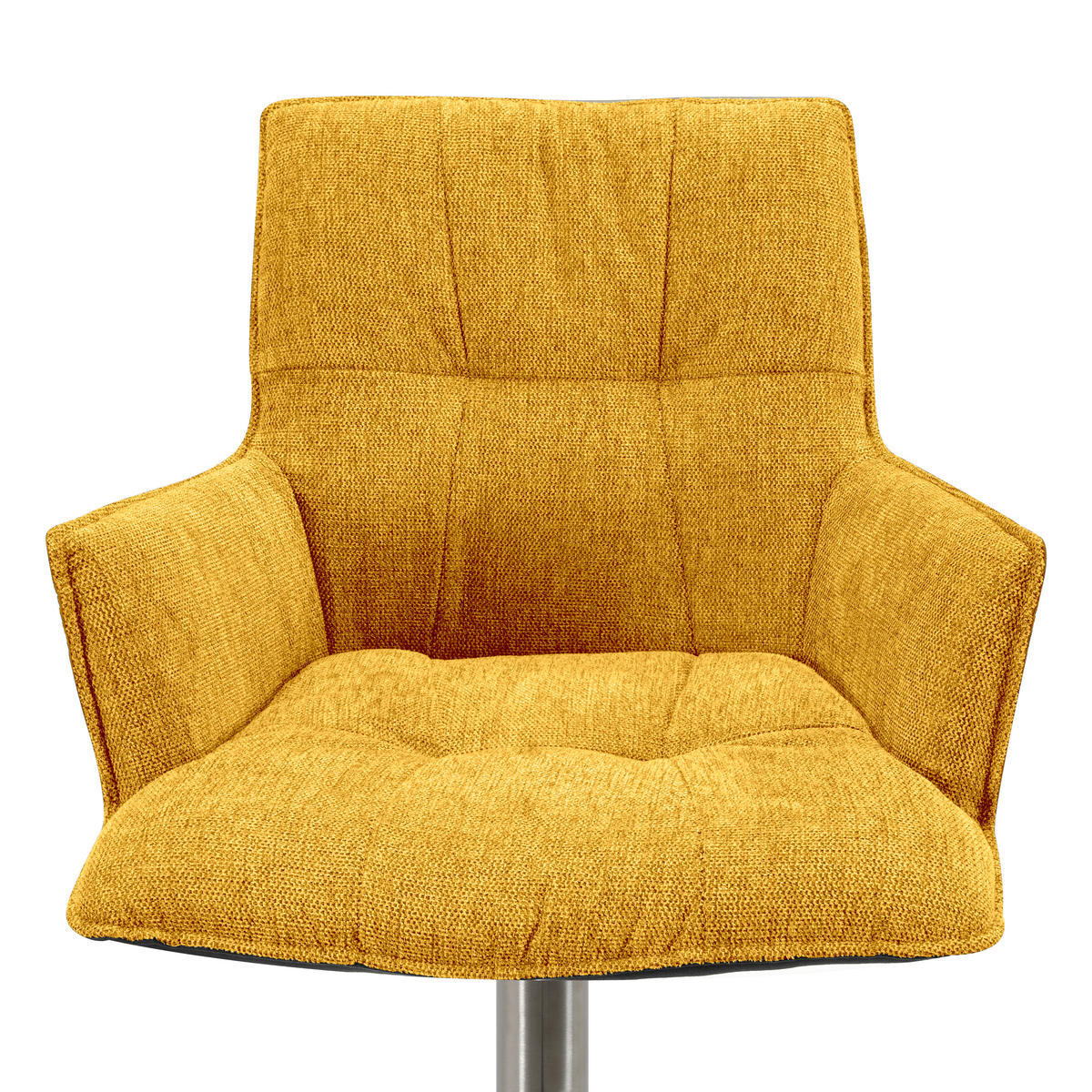 BARHOCKER in Holz, Metall, Textil Gelb, Schwarz, Edelstahlfarben  - Edelstahlfarben/Gelb, Design, Holz/Textil (56/100/56cm) - Novel