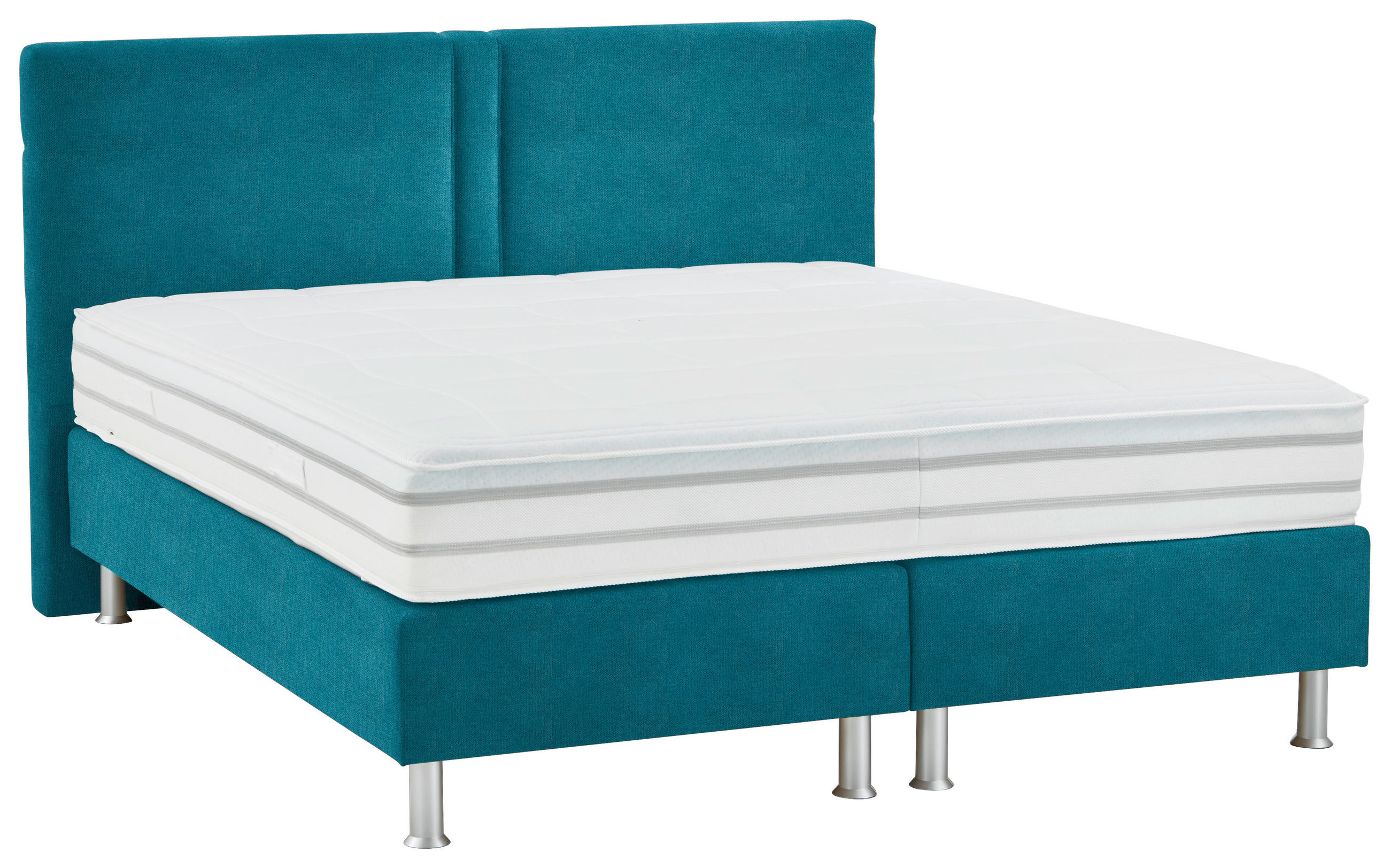 BOXSPRINGBETT 180/200 cm  in Petrol  - Petrol/Alufarben, Design, Kunststoff/Textil (180/200cm) - Beldomo - Sleep