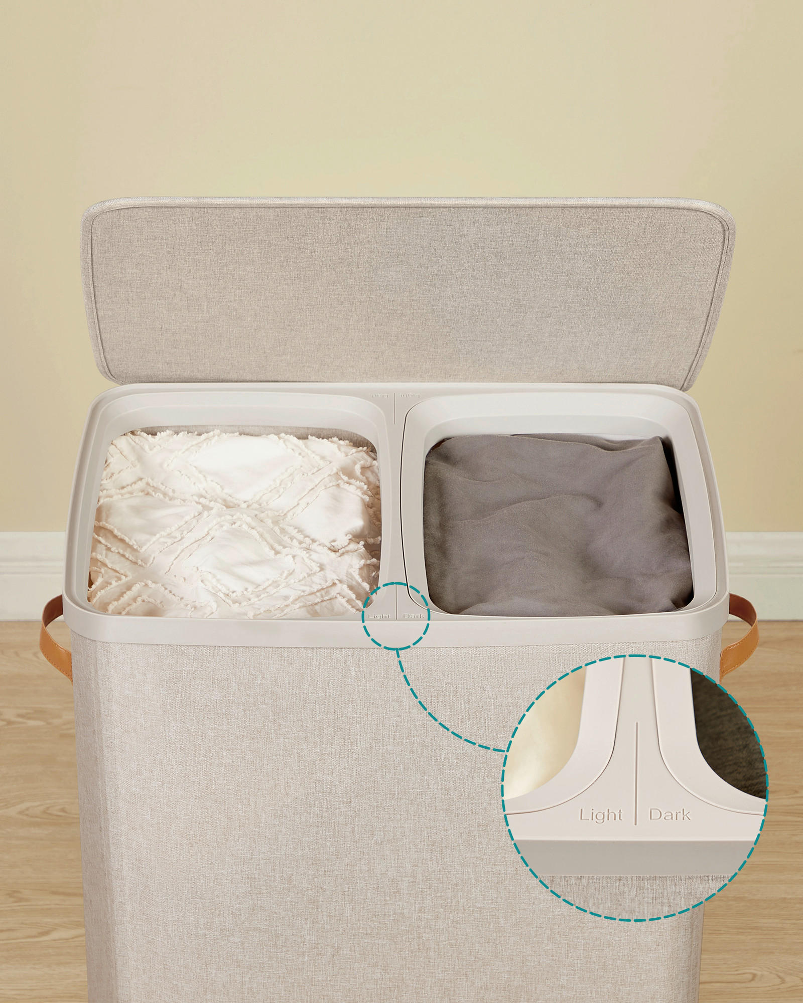 WÄSCHEKORB - Cappuccino, Basics, Papier/Holzwerkstoff (56/75/40cm)