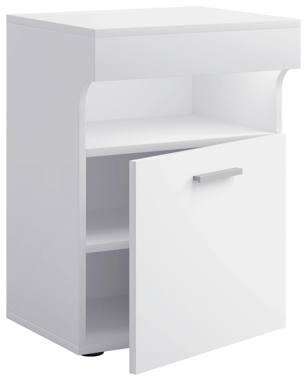 NACHTSCHRANK 45/61/39 cm  - Silberfarben/Schwarz, MODERN, Holzwerkstoff/Kunststoff (45/61/39cm) - MID.YOU