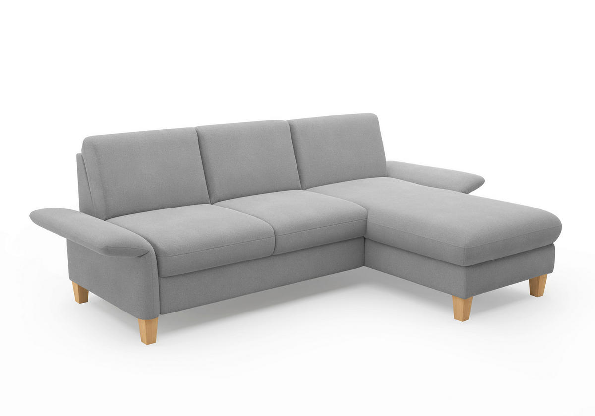 ECKSOFA ROCHELLE E Grau Flachgewebe  - Eichefarben/Grau, KONVENTIONELL, Holz/Textil (251/164cm) - Sit & More