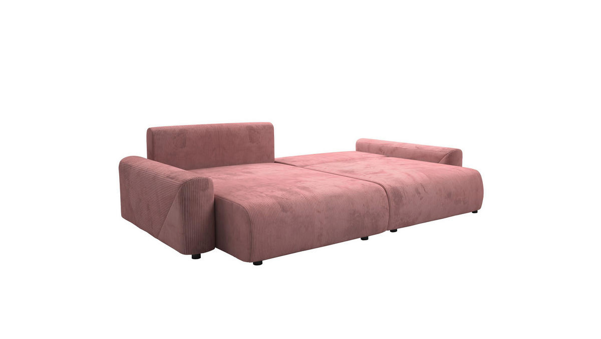 Ecksofa inkl. Funktion Rosa Cord  - Schwarz/Rosa, MODERN, Kunststoff/Textil (168/238cm) - Stylife
