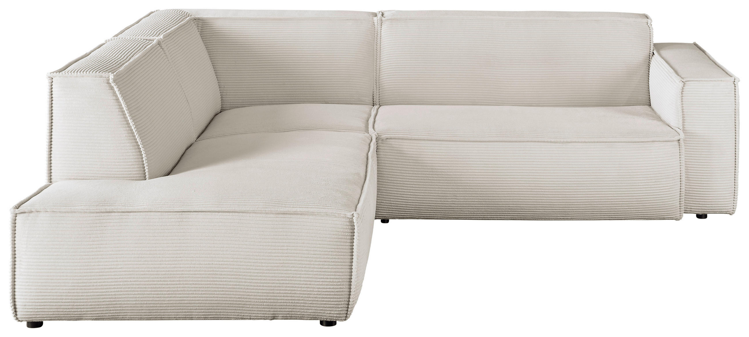 ECKSOFA in Cord Weiß  224/254 cm  - Schwarz/Weiß, KONVENTIONELL, Kunststoff/Textil (224/254cm) - Hom`in