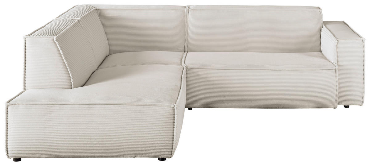 ECKSOFA in Cord Weiss  - Weiss/Schwarz, Konventionell, Kunststoff/Textil (224/254cm) - Hom`in