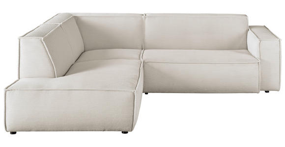 ECKSOFA in Cord Weiß  - Schwarz/Weiß, KONVENTIONELL, Kunststoff/Textil (224/254cm) - Hom`in