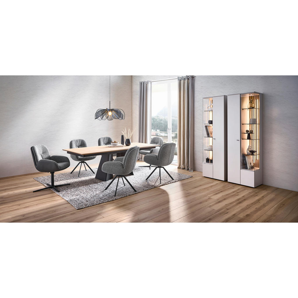 Thumbnail - Venjakob Vitrine, Weiß, Metall, Eiche, 8 Fächer, 60x208x43 cm, Goldenes M, Made in Germany, Dgm, DGM-Klimapakt, DGM-Emis...