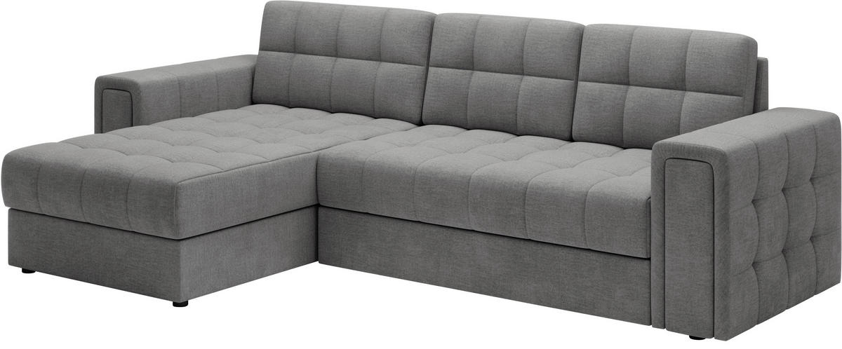 ECKSOFA Samt Grau  - Schwarz/Grau, Design, Kunststoff/Textil (260/150cm) - MID.YOU