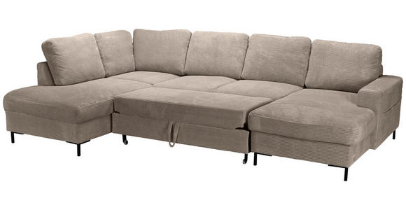 WOHNLANDSCHAFT Taupe Cord  - Taupe/Schwarz, KONVENTIONELL, Textil/Metall (197/303/148cm) - Carryhome