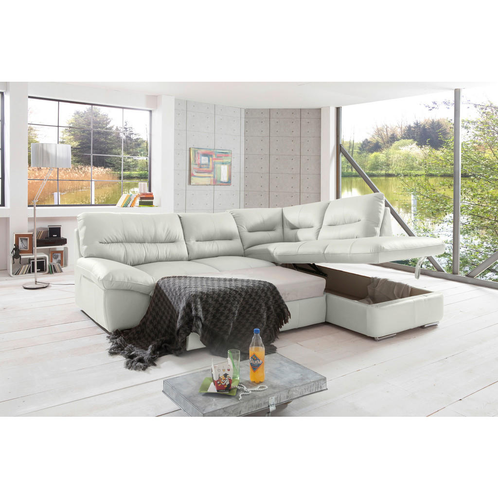 Thumbnail - Livetastic Ecksofa, Beige, Leder, Echtleder, Rindleder, 4-Sitzer, Ottomane rechts, L-Form, 268x216 cm, Made in EU, seite...