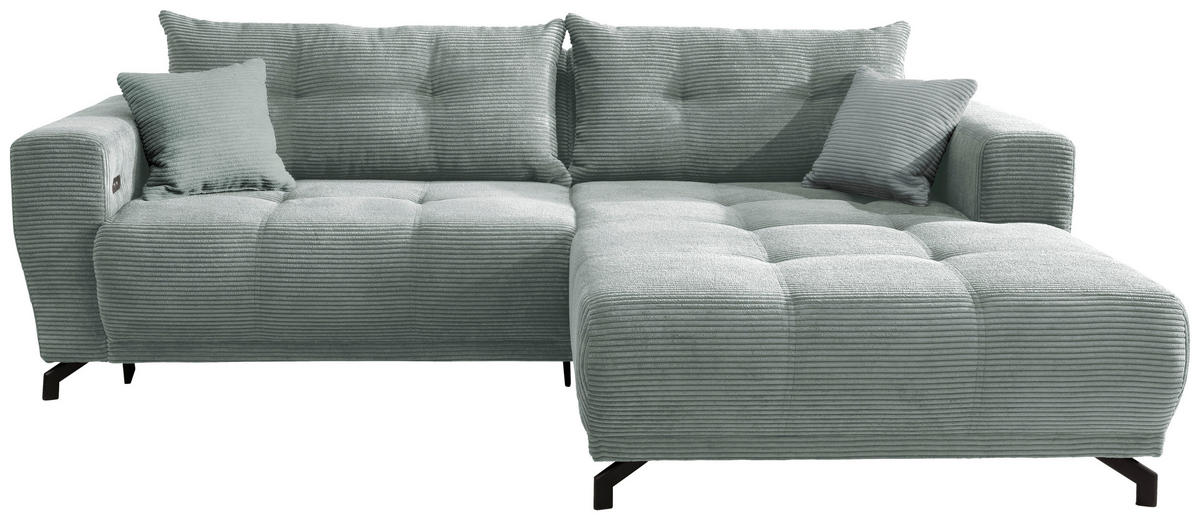 ECKSOFA Hellblau Cord  - Schwarz/Hellblau, MODERN, Holz/Textil (246/177cm) - MID.YOU
